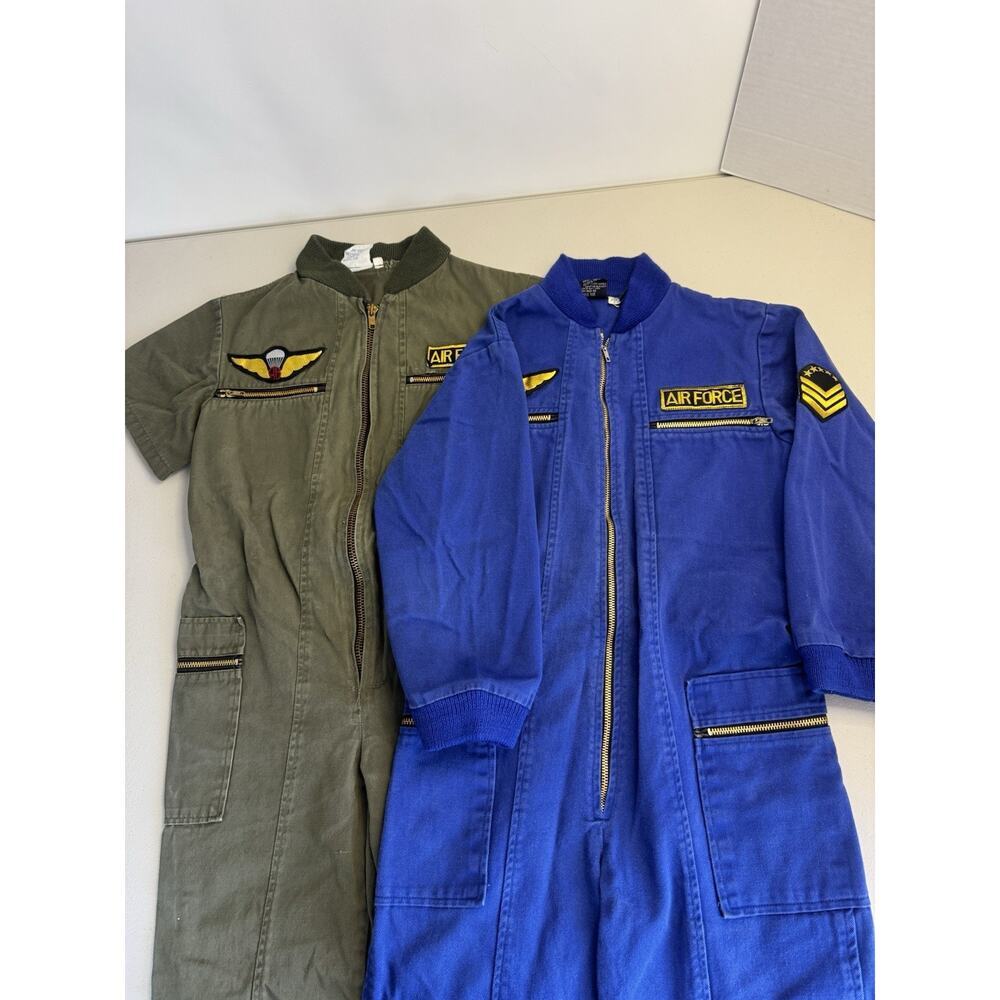 Vintage Pierre Bonée Kids Air Force Flight Suits, Green and Blue Lot of 2 - Picture 2 of 16